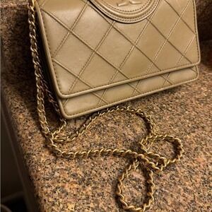 Tory Burch Fleming convertible Purse /Wallet‎ chain  bedrock NWOT